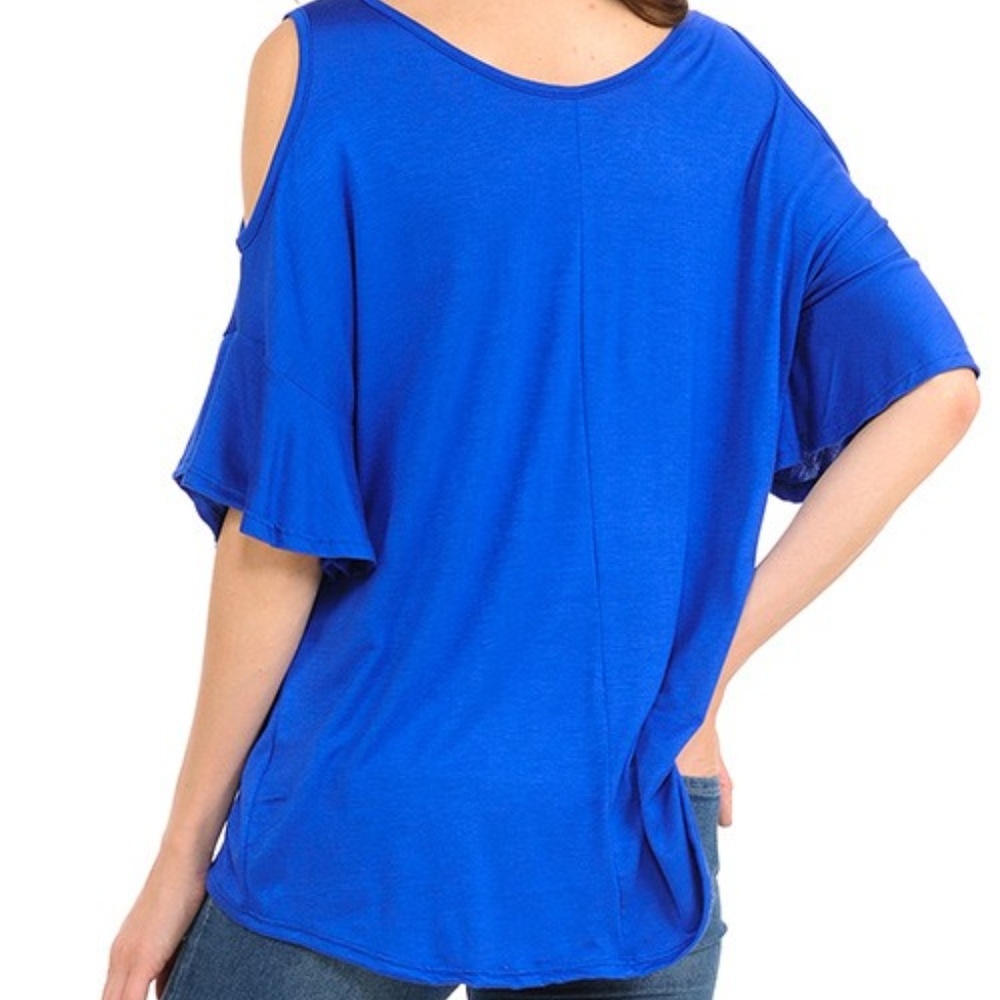 Women’s Anchor Cold Shoulder Top Blouse - Picture 2 of 8